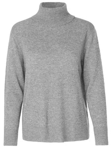 Rosemunde RWLaica Cashmere LS Roll Neck - Light Grey Melange