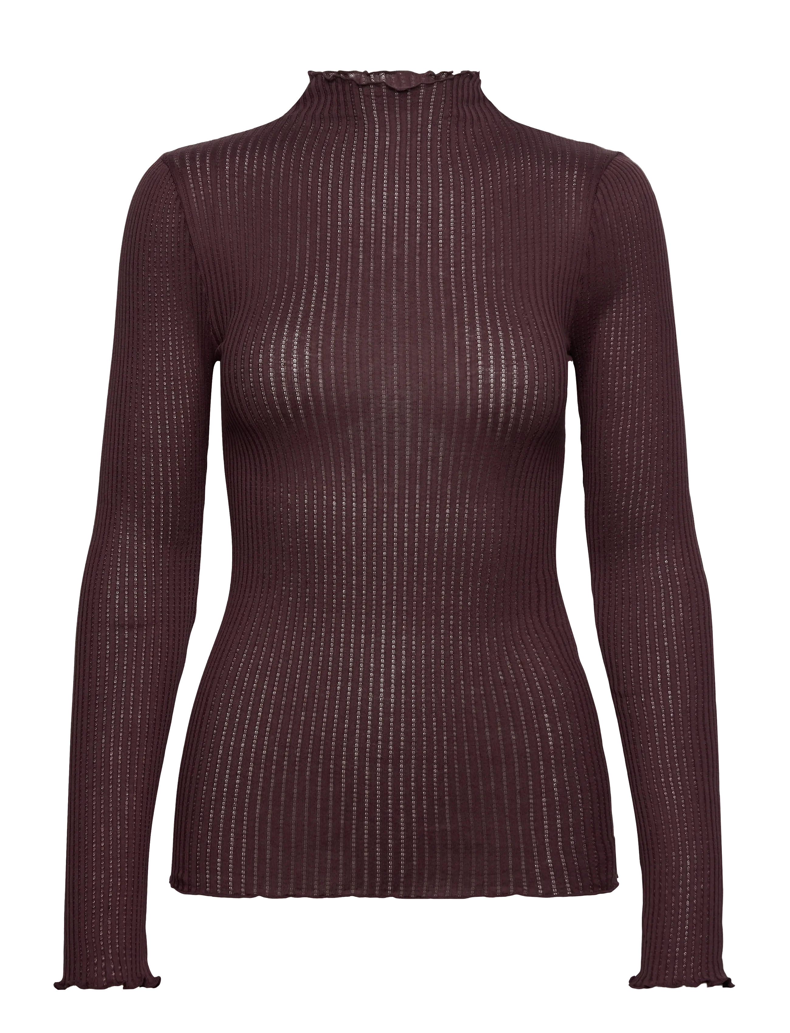 Rosemunde RWBelize Silk LS T-Neck - Fugde