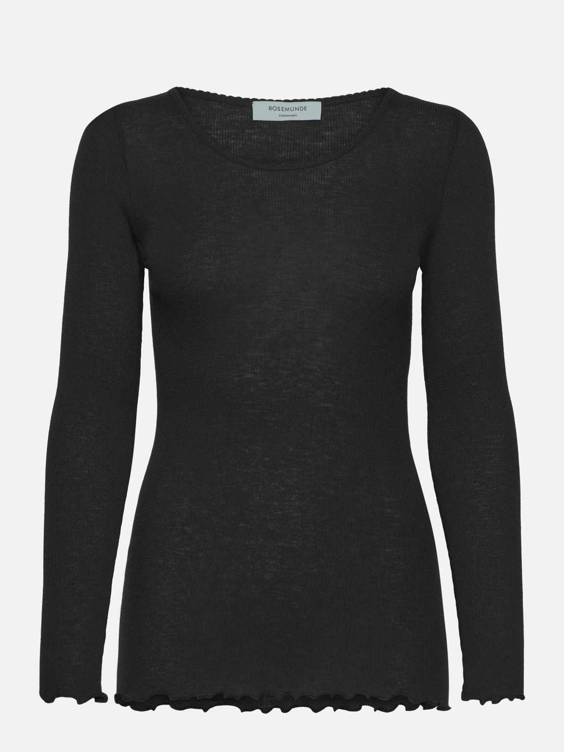 Rosemunde RWBurlington Wool LS O-Neck T-Shirt - Black