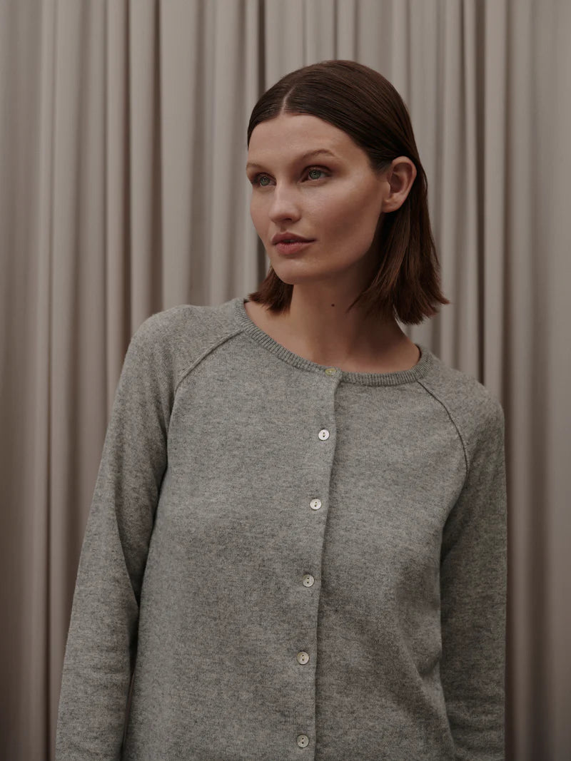 Rosemunde RWLaica O-Neck Wool Cashmere Cardigan - Light Grey Melange