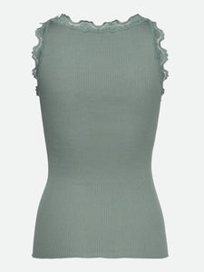 Rosemunde RWBabette Silk SL U- Neck Lace Top - Chinois Green