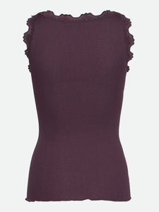Rosemunde RWBabette Silk SL U- Neck Lace Top - Plum Perfect