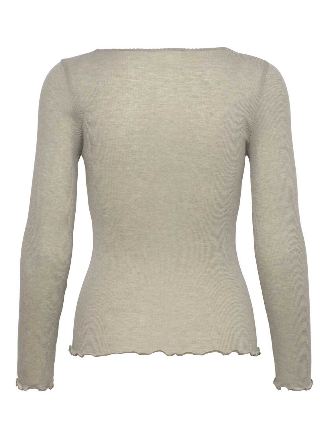 Rosemunde RWBurlington Wool LS O-Neck T-Shirt - Abbey Stone