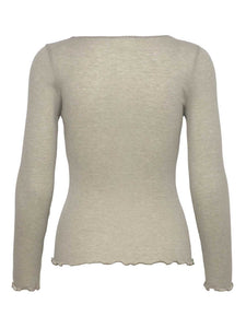 Rosemunde RWBurlington Wool LS O-Neck T-Shirt - Abbey Stone