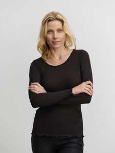 Rosemunde RWBurlington Wool LS O-Neck T-Shirt - Ganache