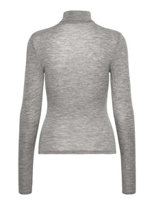 Rosemunde RWSara Cashmere Blend LS Roll Neck T-Shirt - Light Grey Melange