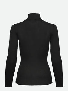 Rosemunde Silk T-Shirt W Rollneck - Black