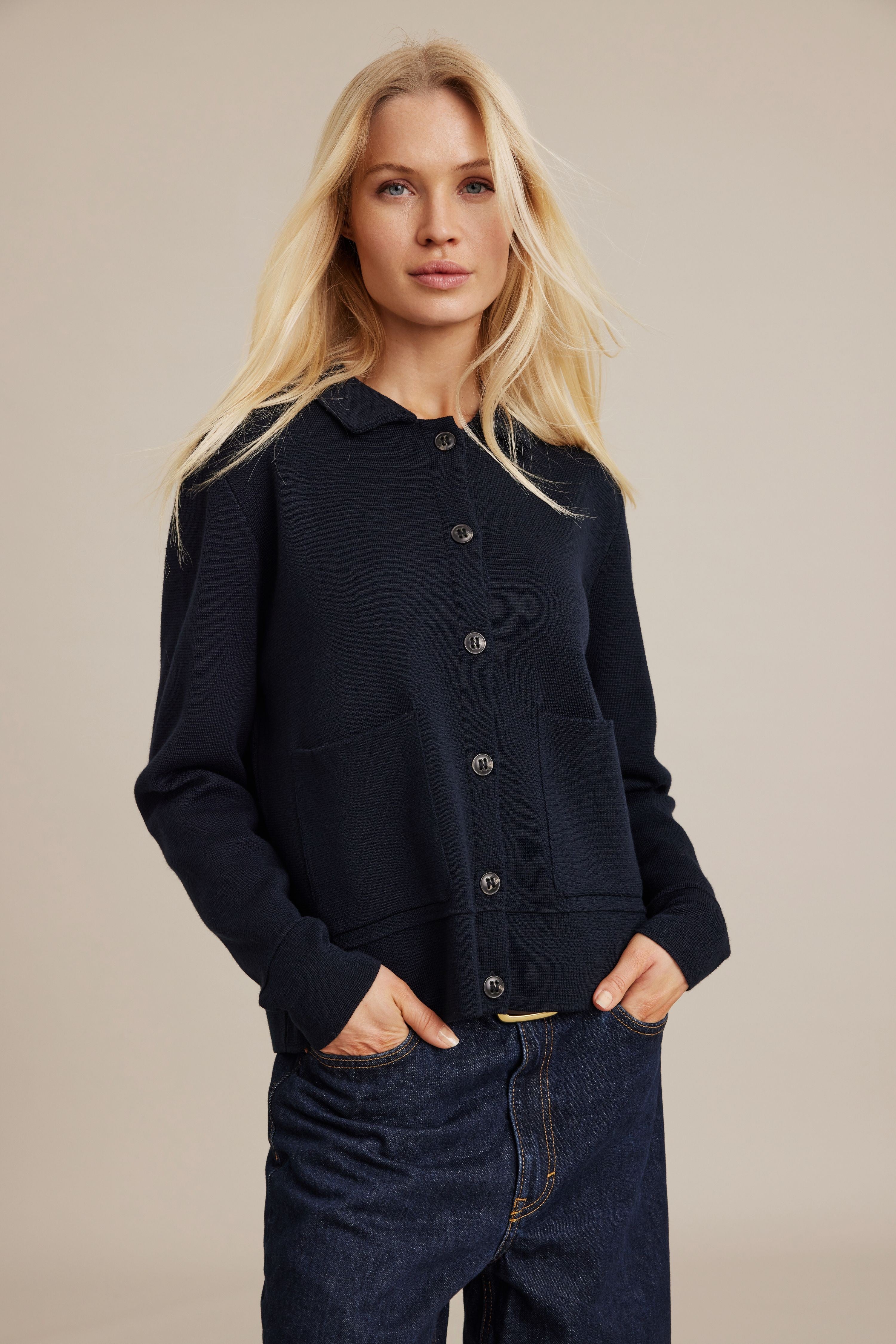 Sibin Linnebjerg Kaja Strik Cardigan - Navy